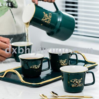 Coffee cup pot cold kettle ceramic ins style small luxury simple belt lid household tea set set