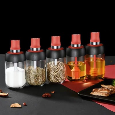 Manufacturer direct kitchen spoon cover one seasoning jar salt oil honey seasoning jar with lid seasoning bottle