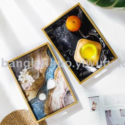 Nordic instagram rectangular mirror tray creative end fruit cups American light luxury tea table