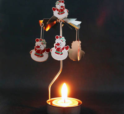 Candlestick Santa bear cherub heat energy to turn the lantern