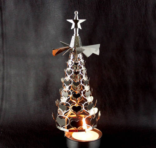 foreign trade special for rotating christmas tree automatic rotation storm lantern heart-shaped style thermal energy principle hollow candlestick