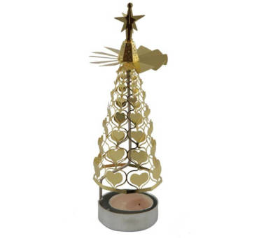 Rotating Christmas tree decoration heat principle rotating tea copper lamp