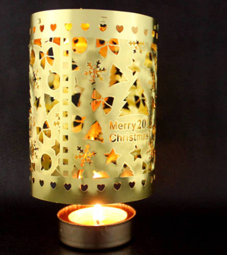 foreign trade candle storm lantern christmas style electroplating candlestick hollow metal crafts