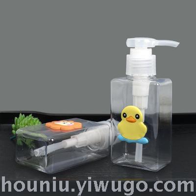 Manufacturer sells PET square travel bottles of body wash shampoo and cosmetic lotion