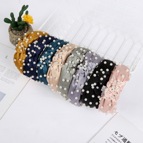 new style with pearl headband fashion knotted lady headband korean style simple face wash hair band headwear factory direct