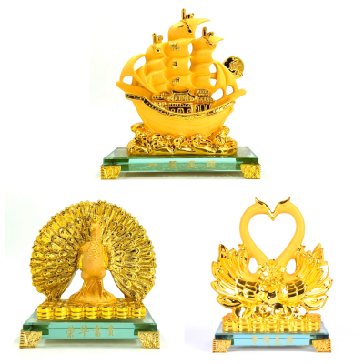 Boda resin arts and crafts auspicious feng shui opening fortune household ornaments sailing/swan/peacock