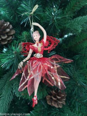 Christmas fairy red and bright flower dress fairy Christmas pendant Christmas interior decoration doll