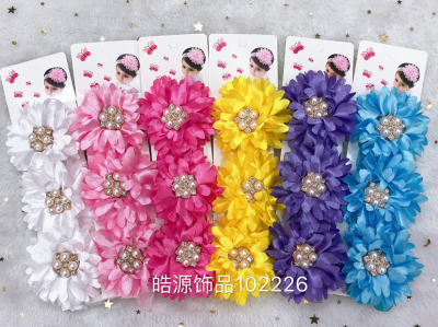 Three flower pearl lovely baby hair band