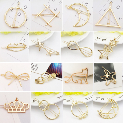 Manufacturers wholesale across the border goods choice alloy hollow out hairpin alloy triangle moon frog clip a word cli