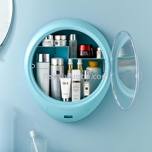 new wall-mounted cosmetic box bathroom punch-free seamless round storage box large space jewelry storage box