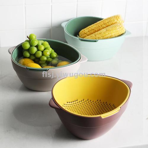 double-layer drain basket kitchen vegetable washing fruit washing storage basket storage basket custom mold opening for daily necessities factory direct sales