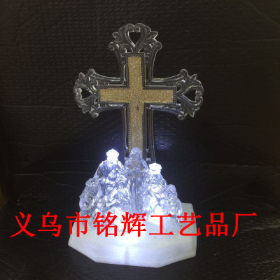A number of resin nativity combination of Christmas crafts decorative cross gift ceramic electric elderly