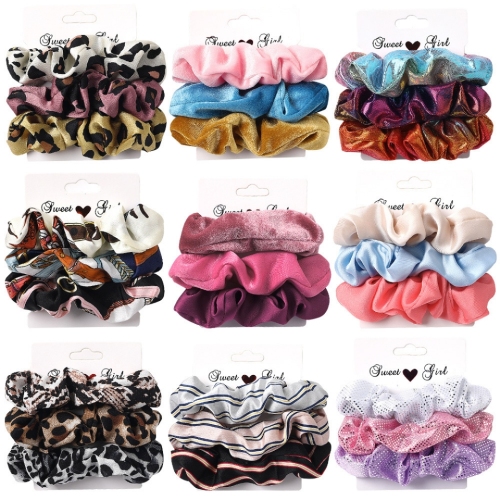 new spring and summer ins style simple fabric chiffon large intestine hair ring all-matching fresh combination intestinal ring set