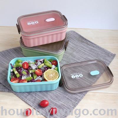 New wholesale simple transparent plastic lunch box high-end fashion outdoor Korean bento box lunch box