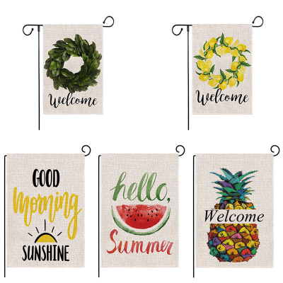 Garden Banner Linen Garden Sign Summer Welcome Double-Sided Yard Outdoor Party Decoration Graphic Customization