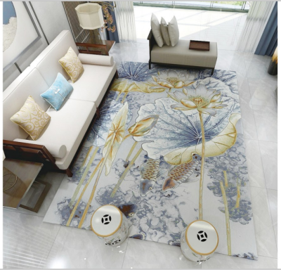 Chinese style hill flower bird case contracted bedroom carpet sitting room tea table household washable carpet mat