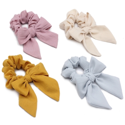 Foreign trade Pure color ribbon simple fashion bow hair ring multi-functional hair rope girls cloth hair accessories wholesale