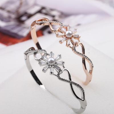 Pudding Small Station Boutique Supply 18K Rose Gold Diamond Nail Bracelet Female Does Not Fade