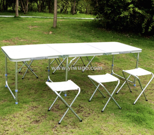 aluminum table 180*60 round tube aluminum table set garden courtyard outdoor picnic table set carrying convenient