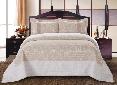European air conditioning 3 piece quilt set thin bedding yarn dyed polyester cotton reversible jacquard mattress pillows