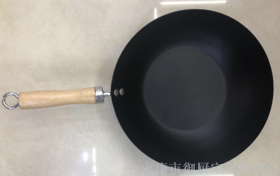 Single handle wooden handle pan