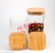High borosilicate square bamboo lid sealed glass jar heat resistant glass bottle storage tank  airtight canister 
