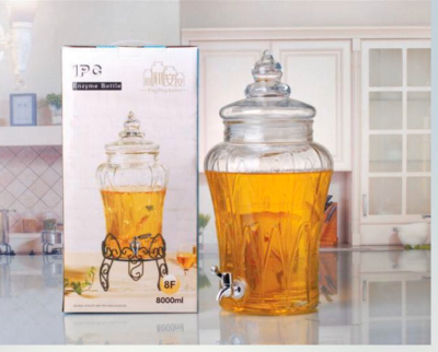 New Glass Jar Striped Juice Jar Brewed Glass Wine Fermentation Jar Sealed Wine Fermentation Jar with Faucet Glass Jar
