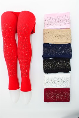 【 foreign trade hot style 】 the girl iron water drill leggings nylon vertical strip pantyhose