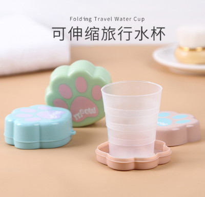 Cat claw cup telescopic creative plastic cartoon cup travel portable cup