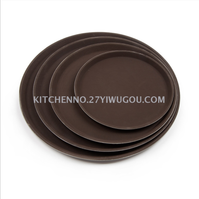 Round coffee black non-slip plastic hotel supplies bar catering dishes tray