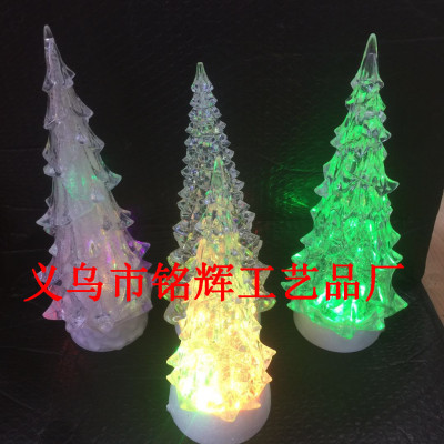 Creative Christmas decorations adorn acrylic night lights LED Christmas tree crystal Christmas tree pendant