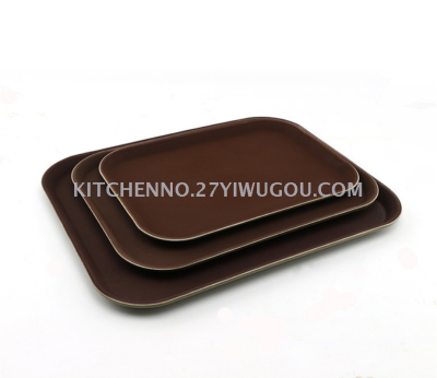 Rectangular coffee black non-slip plastic hotel supplies bar catering dishes served on a tray