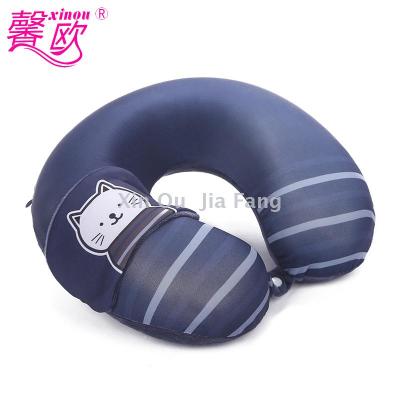 Can be removed with eye mask headrest buckle portable u-shaped pillow comfortable nap party pillow solid color neck prot