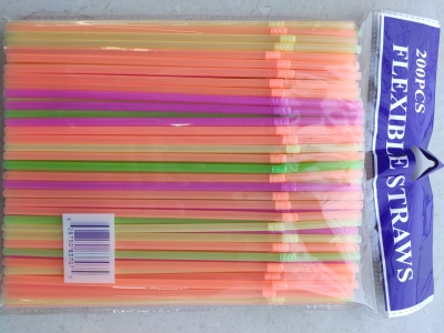 5mm * 21cm200pcs Fluorescent Bendable Straw