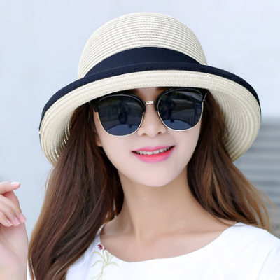 Hat girl summer straw Hat Korean sun Hat foldable sun Hat sun protection beach Hat face mask Hat goes with everything