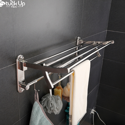 304 stainless steel towel rack folding rack hotel shelf perforated bathroom pendant towel rack manufacturer direct sale