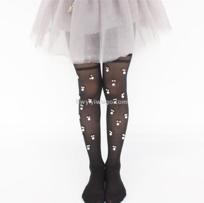 [foreign trade hot style] little girl dance pantyhose full leg nail bead fashion core yarn mickey leggings