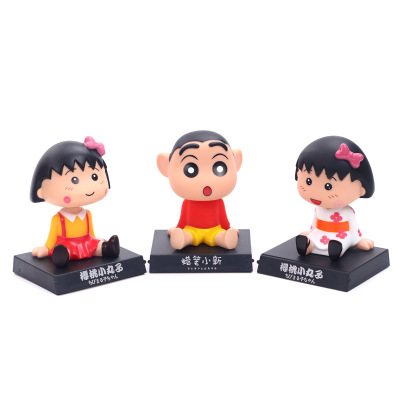 Crayon small new chibi maruko-chan car decoration inside the car accessories head doll toy manufacturers wholesale