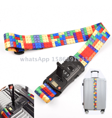 Creative multi-function luggage strap with scale code lock buckle pack weight baggage belt 
