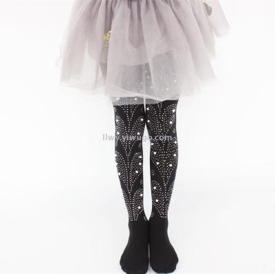 Children's velvet pantyhose children's hot diamond dance socks
