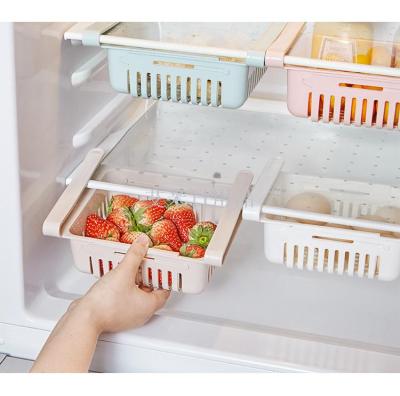 Refrigerator preservation free retractable storage box hanging basket drawer pull basket hanging finishing rack