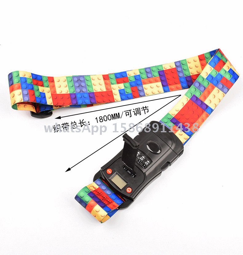 Creative multi-function luggage strap with scale code lock buckle pack weight baggage belt 