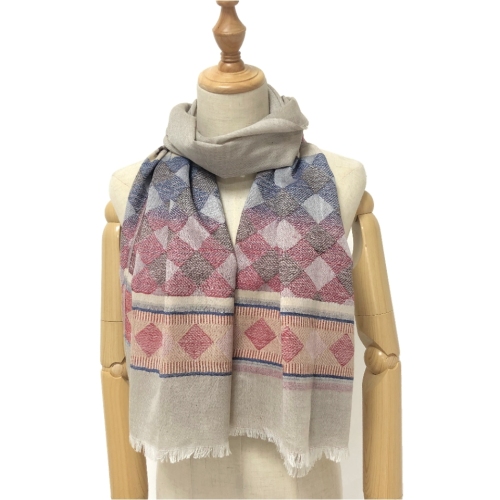 Gradient Color Jacquard Bohemian Casual Scarf Geometric Checkered Pattern Arabic Bandana Windproof Shawl