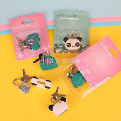 Creative fashion super cute padlock silicone cartoon metal mini lock password mini lock suitcase padlock