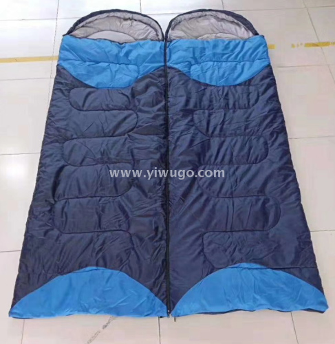 1.3kg Autumn Color Matching Double Couple Outdoor Hooded Envelope Ultra-Light and Easy to Carry Outdoor Sleeping Bag