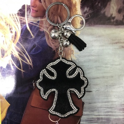 PU leather/wool/sequined crowe core key chain pendant