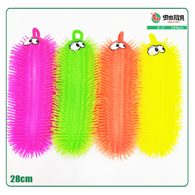 28cm flash caterpillar long toy TPR stretch caterpillar vent soft rubber factory direct sales