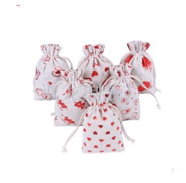 Manufacturers custom-made bronzing cotton bag red heart corset drawstring bag receiving bag jewelry gift packaging bag