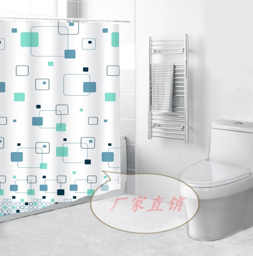 Plastic Eco-friendly Bathroom Bathroom with 12 Hooks Shower Curtain