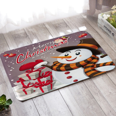 Manufacturer orders wholesale flannel printing Christmas carpet floor mat bathroom non-slip absorbent mat a substitute